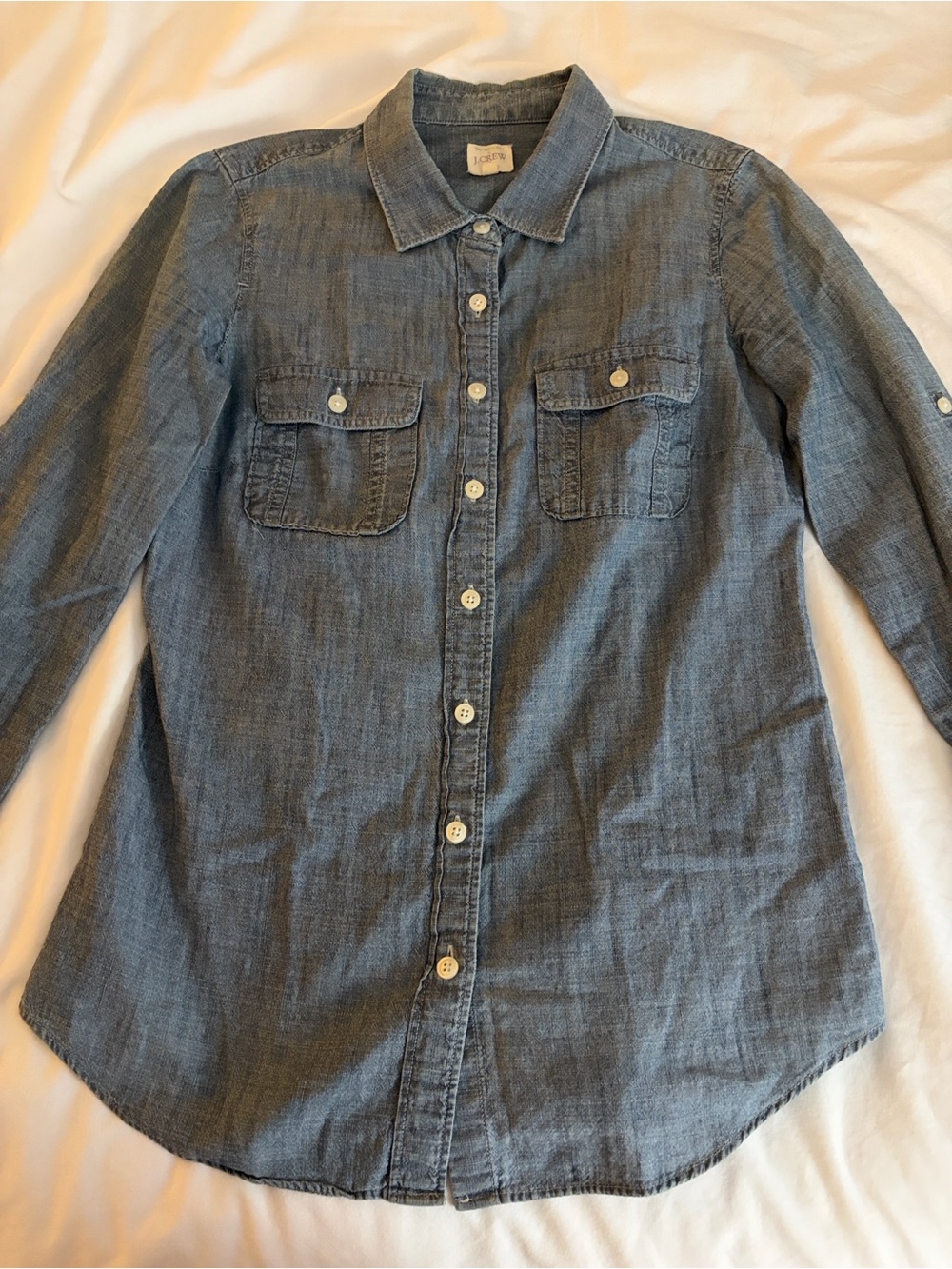 J. Crew Chambray Button-Down Shirt - Light Blue
